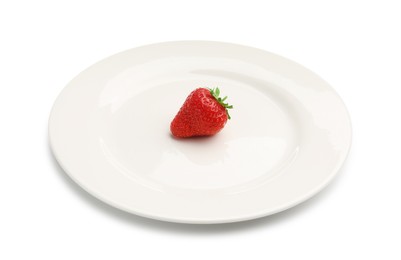 Photo of Plate with fresh strawberry isolated on white