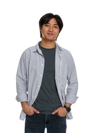 Photo of Portrait of handsome Asian man on white background