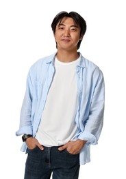 Photo of Portrait of handsome Asian man on white background