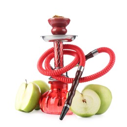 Photo of Hookah with fresh apples isolated on white