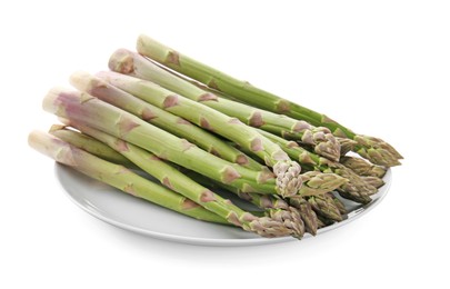 Photo of Fresh raw asparagus spears isolated on white