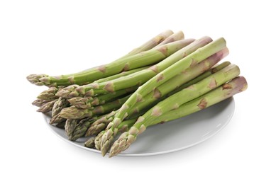 Photo of Fresh raw asparagus spears isolated on white
