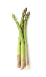 Photo of Fresh raw asparagus spears isolated on white, top view