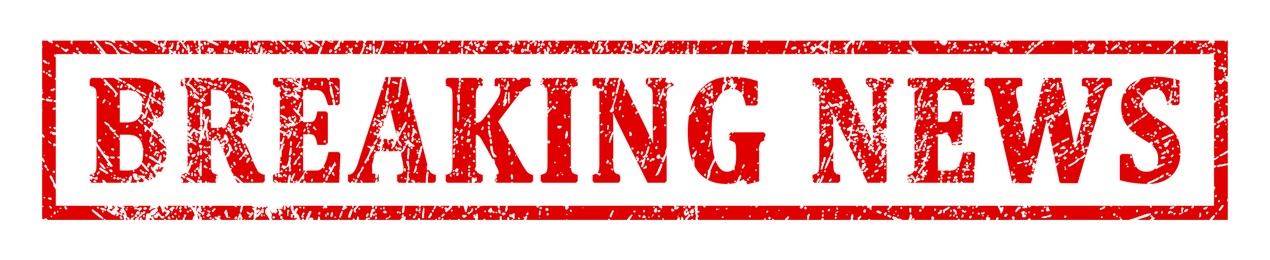 Illustration of Red Breaking News stamp on white background, banner design