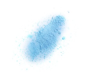 Photo of Crushed eye shadow isolated on white, top view. Makeup product