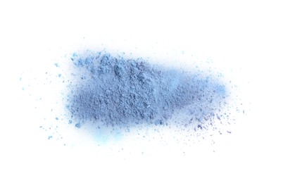 Photo of Crushed eye shadow isolated on white, top view. Makeup product