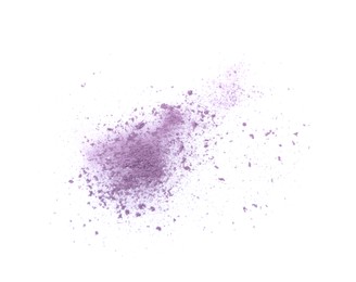 Photo of Crushed eye shadow isolated on white, top view. Makeup product
