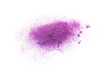 Photo of Crushed eye shadow isolated on white, top view. Makeup product