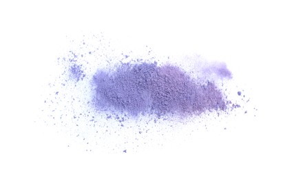 Photo of Crushed eye shadow isolated on white, top view. Makeup product