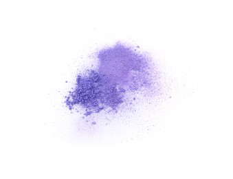 Photo of Crushed eye shadow isolated on white, top view. Makeup product