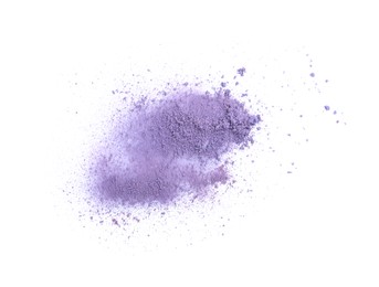 Photo of Crushed eye shadow isolated on white, top view. Makeup product