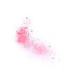 Photo of Crushed eye shadow isolated on white, top view. Makeup product