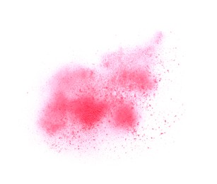 Photo of Crushed eye shadow isolated on white, top view. Makeup product