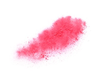 Photo of Crushed eye shadow isolated on white, top view. Makeup product