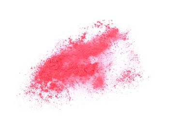 Photo of Crushed eye shadow isolated on white, top view. Makeup product