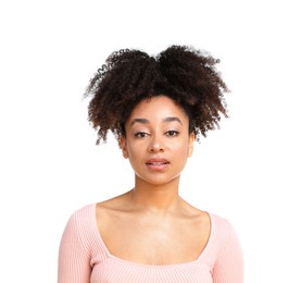 Photo of Portrait of beautiful Brazilian woman on white background