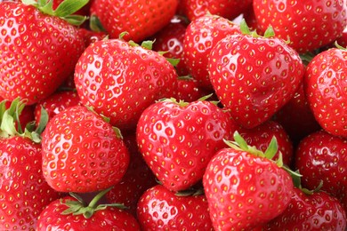 Photo of Fresh ripe strawberries as background, closeup view