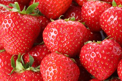 Photo of Fresh ripe strawberries as background, closeup view