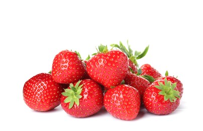 Photo of Pile of fresh strawberries isolated on white