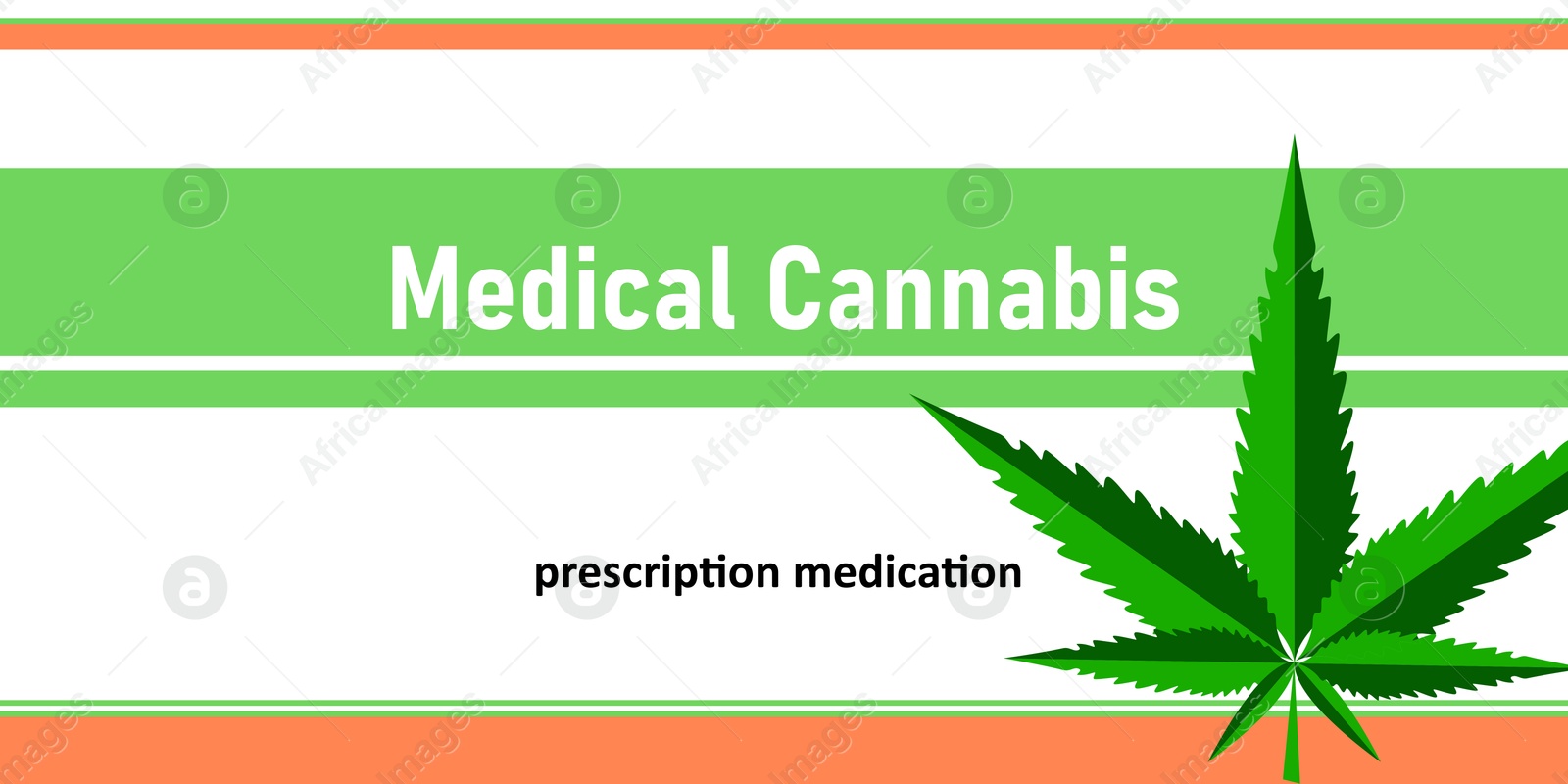 Medical cannabis. Prescription drug label with hemp leaf, banner design Illustration of Medical cannabis. Prescription drug label with hemp leaf, banner design