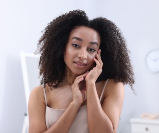 Photo of Beautiful Brazilian woman with healthy skin indoors