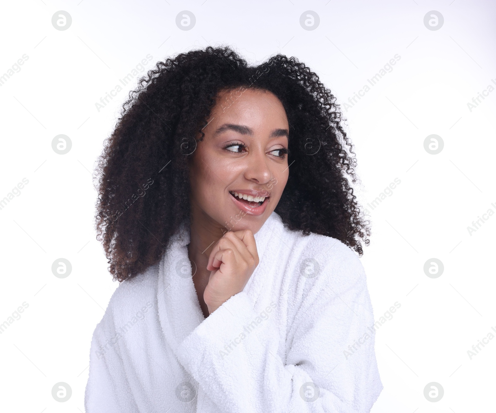 Beautiful Brazilian woman with healthy skin on white background Photo of Beautiful Brazilian woman with healthy skin on white background