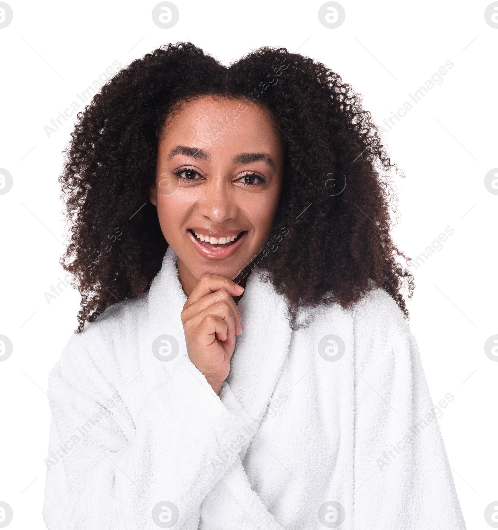 Beautiful Brazilian woman with healthy skin on white background Photo of Beautiful Brazilian woman with healthy skin on white background