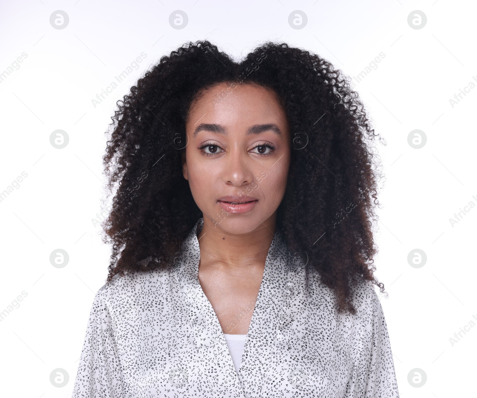 Beautiful Brazilian woman with healthy skin on white background Photo of Beautiful Brazilian woman with healthy skin on white background