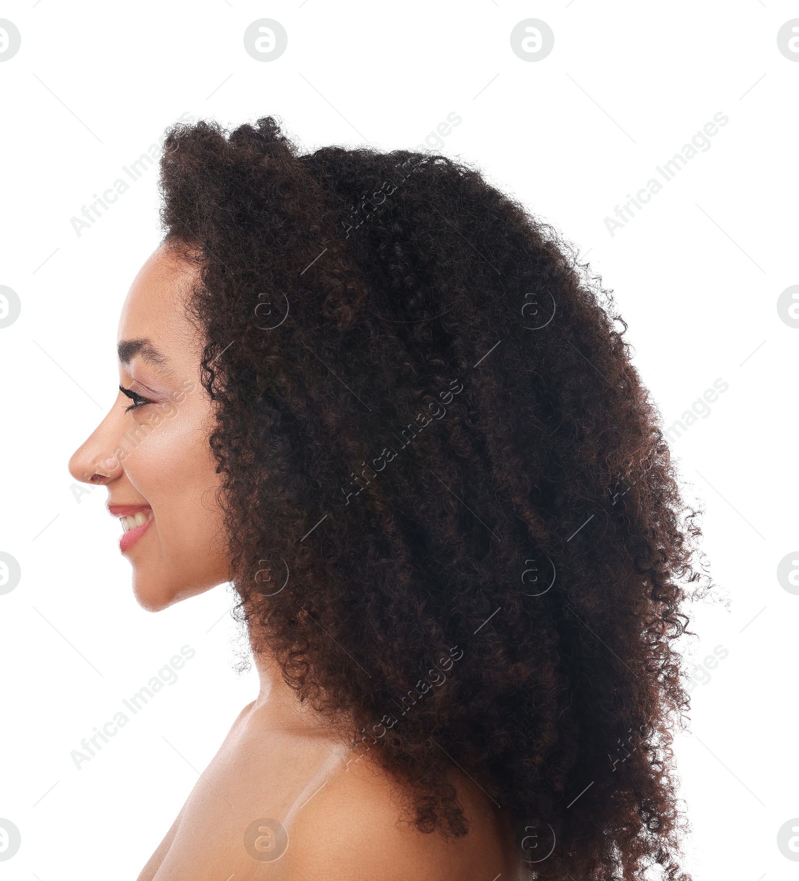 Portrait of beautiful Brazilian woman on white background. Cosmetology and skincare Photo of Portrait of beautiful Brazilian woman on white background. Cosmetology and skincare