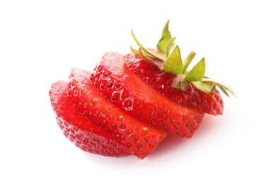 Photo of Cut fresh ripe strawberry isolated on white