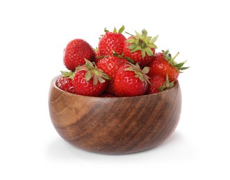 Photo of Fresh ripe strawberries in bowl isolated on white