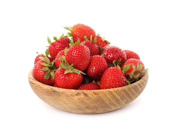 Photo of Fresh ripe strawberries in bowl isolated on white