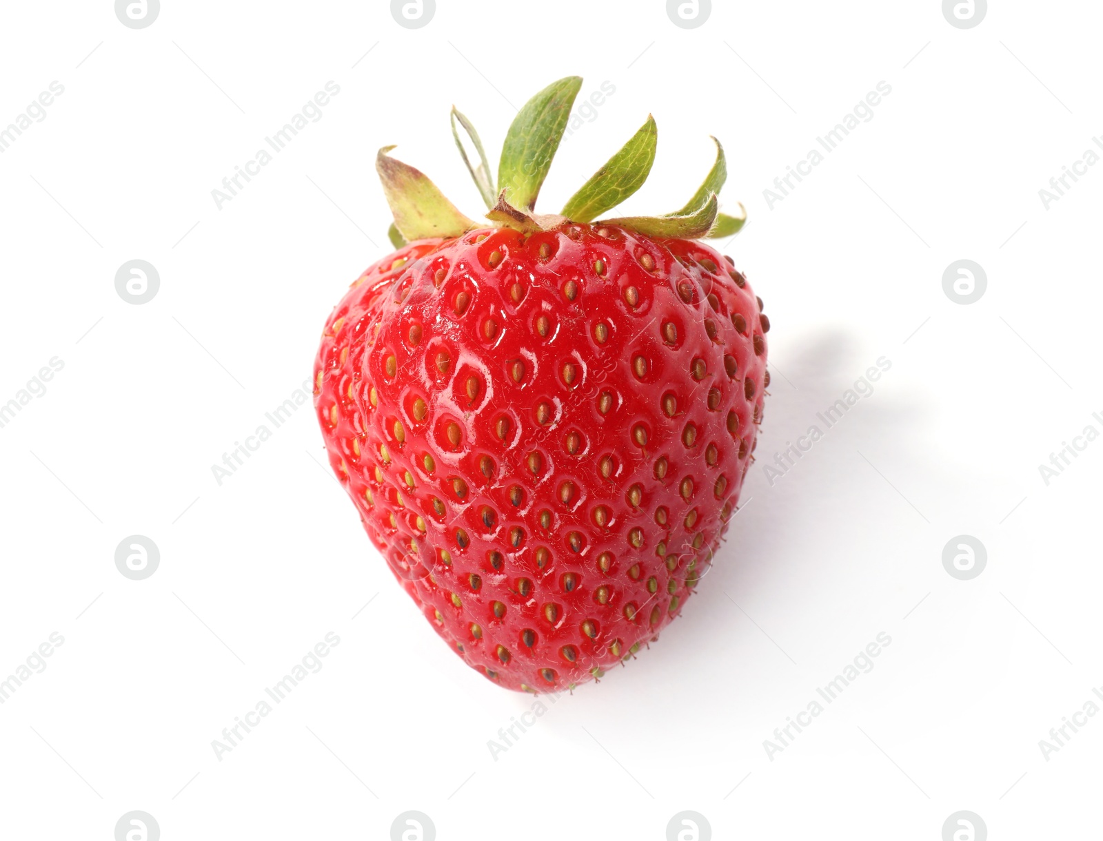 Fresh ripe strawberry isolated on white, top view Photo of Fresh ripe strawberry isolated on white, top view