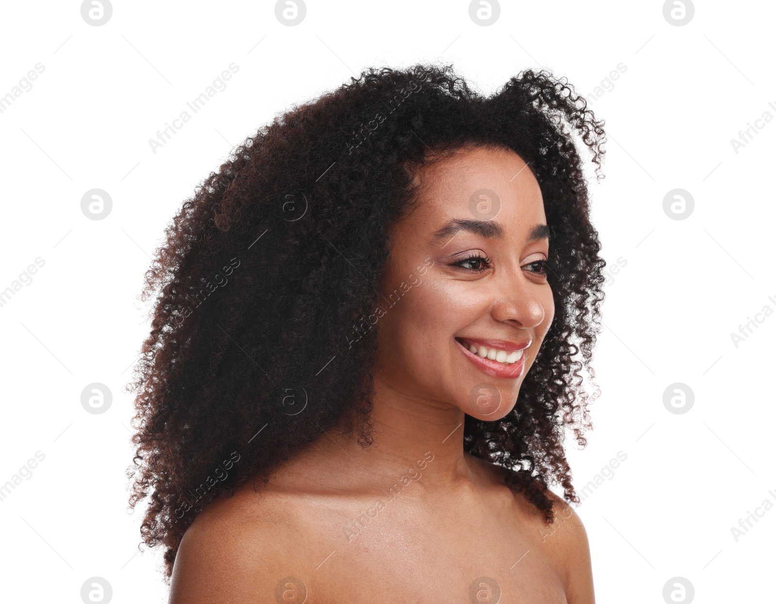 Portrait of beautiful Brazilian woman on white background. Cosmetology and skincare Photo of Portrait of beautiful Brazilian woman on white background. Cosmetology and skincare