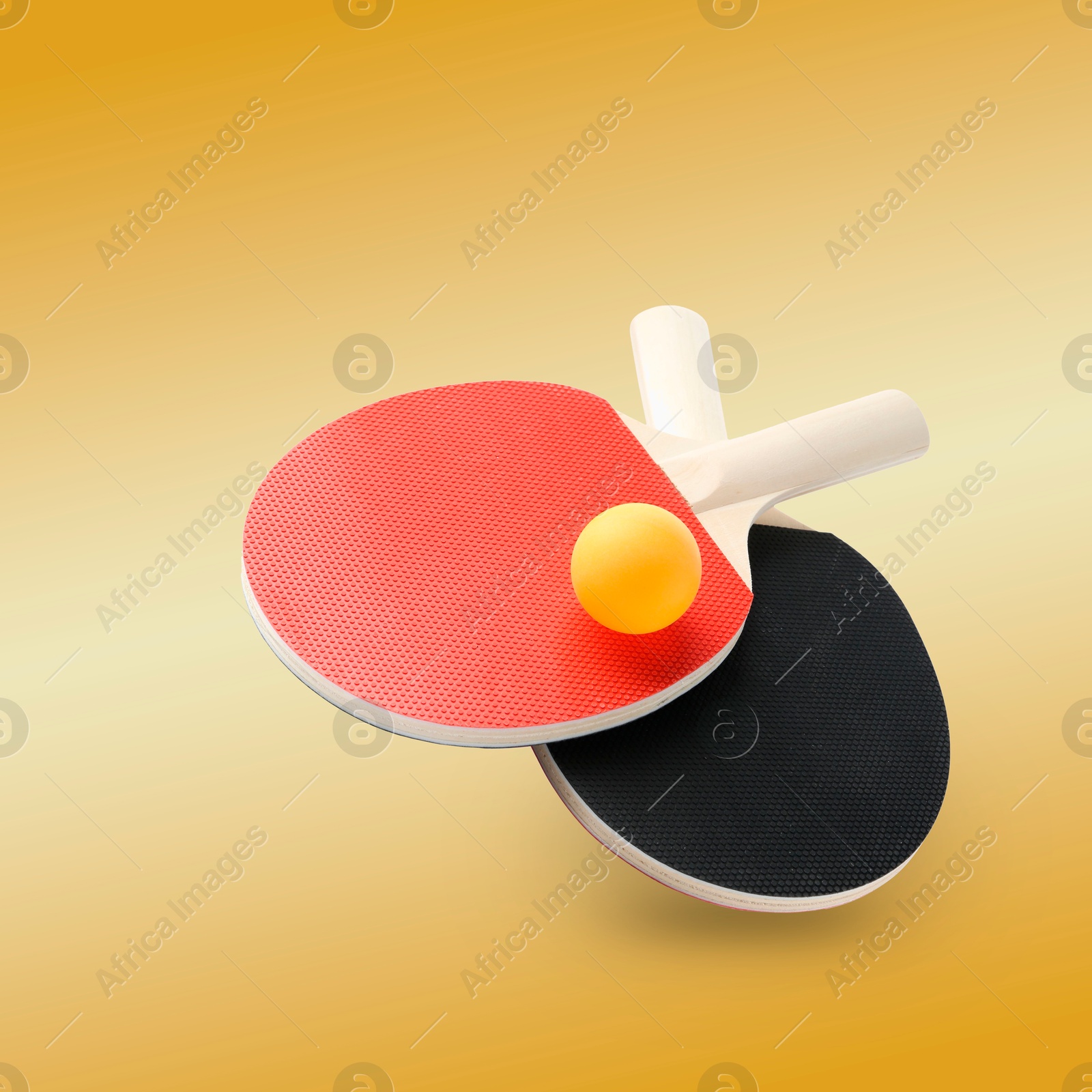 Ping pong rackets and ball in air against orange gradient background Image of Ping pong rackets and ball in air against orange gradient background