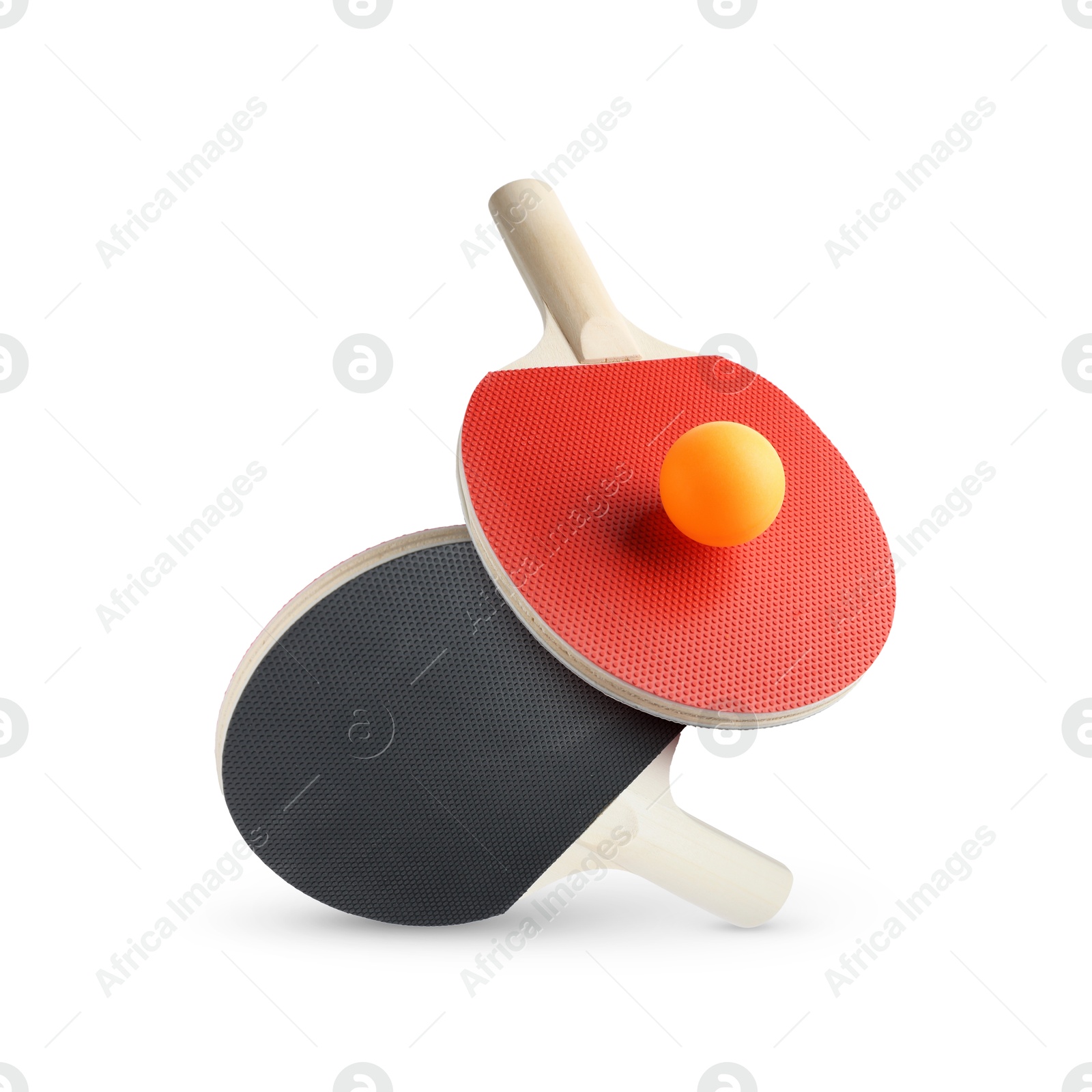 Ping pong rackets and ball in air against white background Image of Ping pong rackets and ball in air against white background