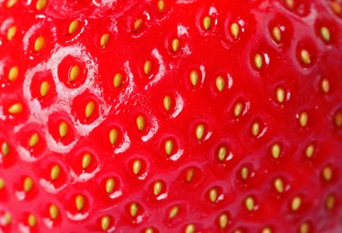 Photo of Fresh ripe strawberry as background, macro view
