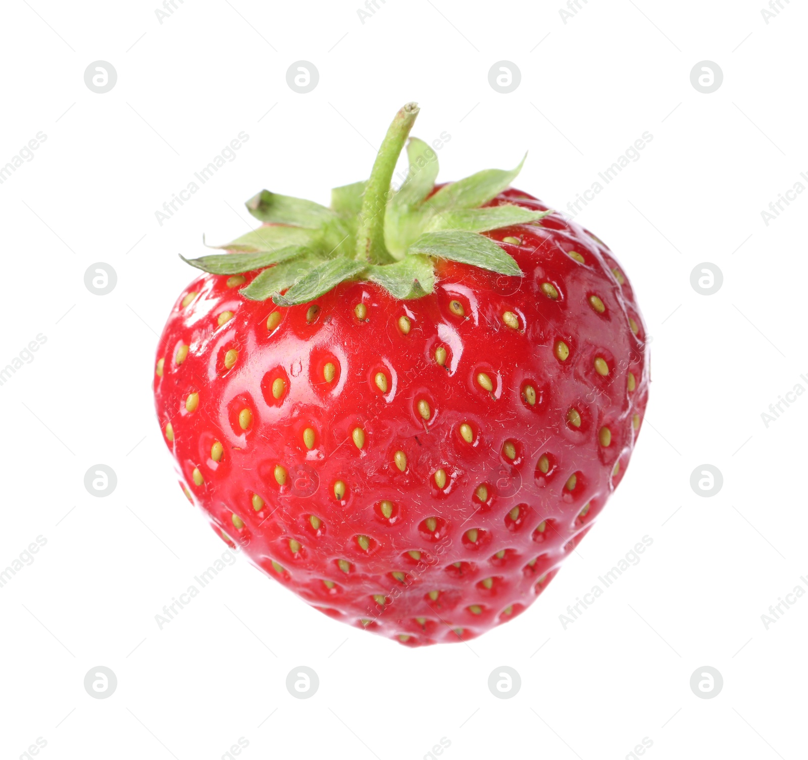 One fresh strawberry in air isolated on white Photo of One fresh strawberry in air isolated on white