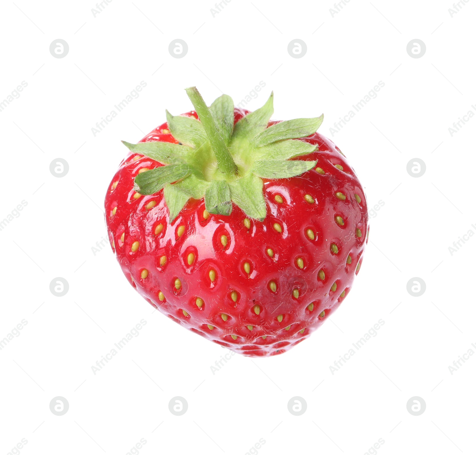 One fresh strawberry in air isolated on white Photo of One fresh strawberry in air isolated on white
