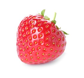 Photo of One fresh ripe strawberry isolated on white