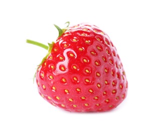 Photo of One fresh ripe strawberry isolated on white