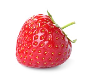 Photo of One fresh ripe strawberry isolated on white