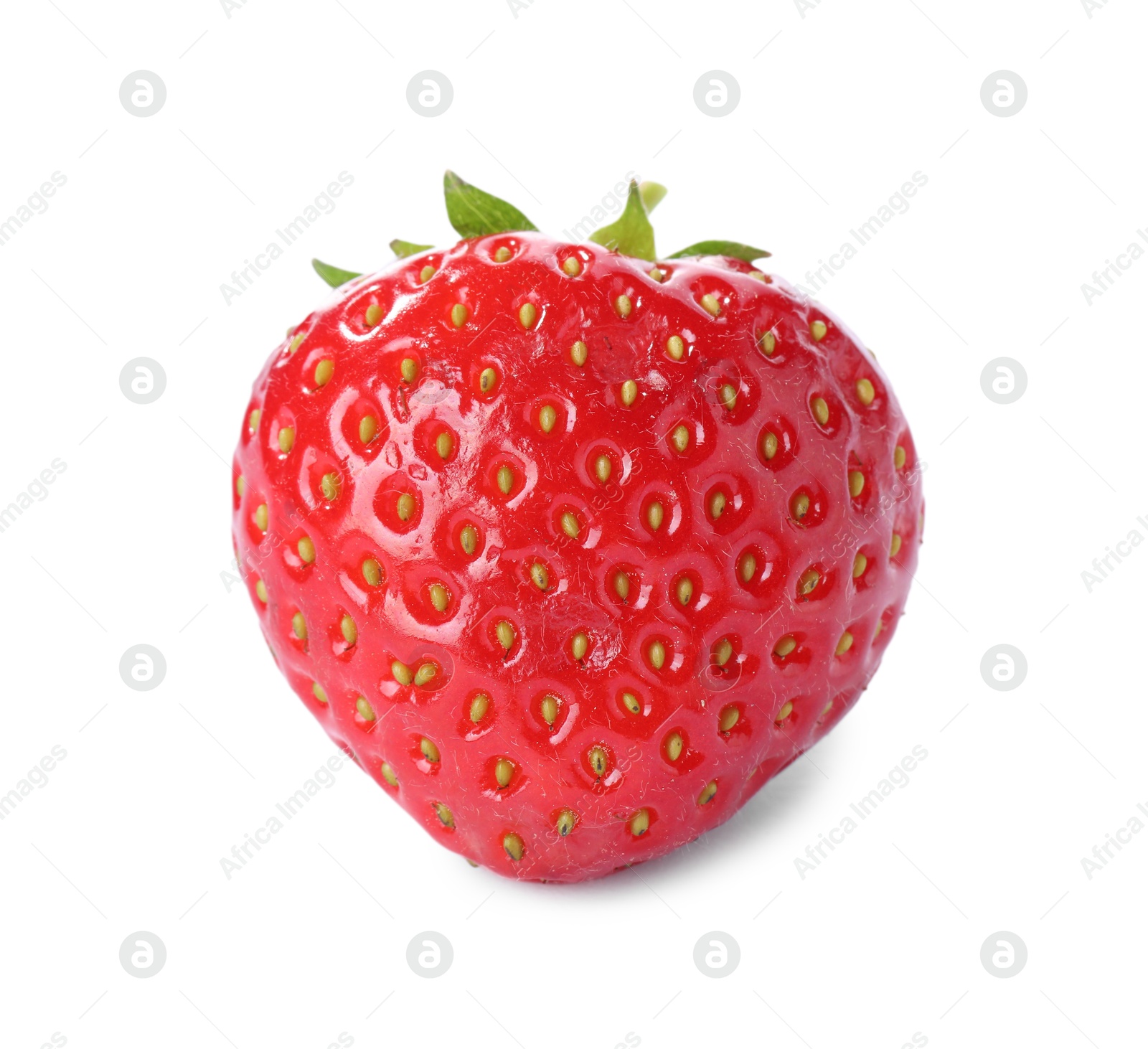 One fresh ripe strawberry isolated on white Photo of One fresh ripe strawberry isolated on white