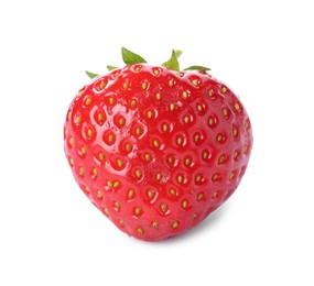 Photo of One fresh ripe strawberry isolated on white