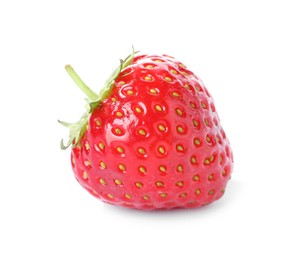 Photo of One fresh ripe strawberry isolated on white