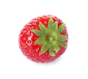 Photo of One fresh ripe strawberry isolated on white