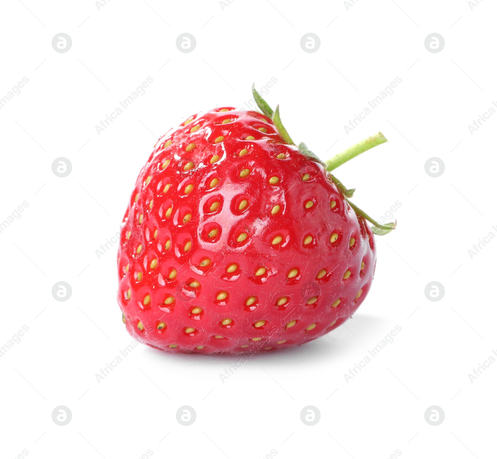 One fresh ripe strawberry isolated on white Photo of One fresh ripe strawberry isolated on white