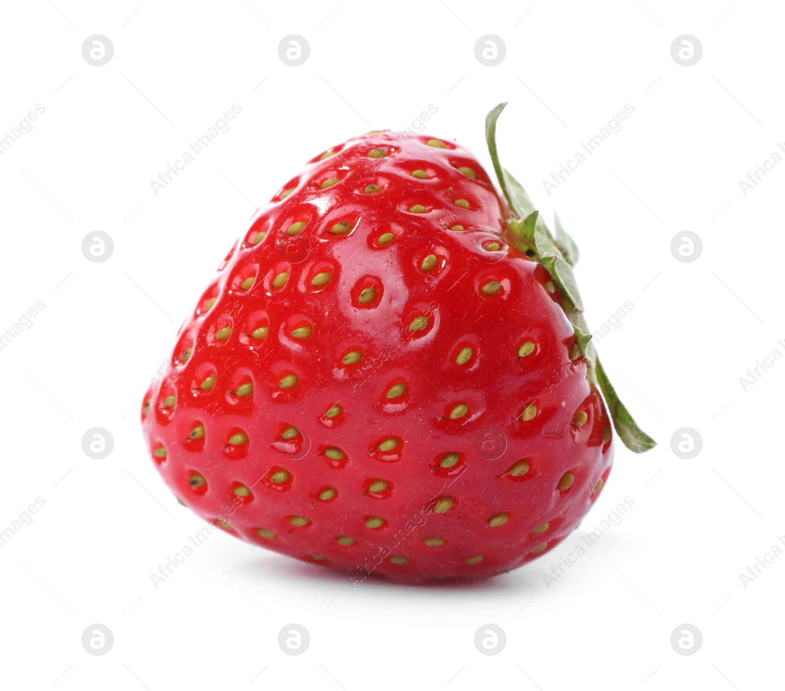 One fresh ripe strawberry isolated on white Photo of One fresh ripe strawberry isolated on white