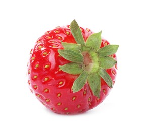 Photo of One fresh ripe strawberry isolated on white