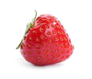 Photo of One fresh ripe strawberry isolated on white